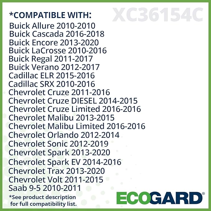ECOGARD XC36154C Cabin Air Filter with Activated Carbon Odor Eliminator