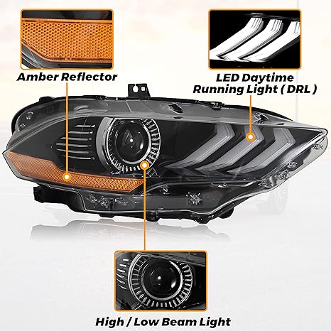 KEWISAUTO Headlight Assembly for Mustang 2018-2023