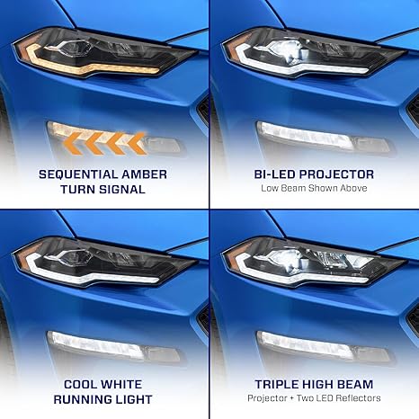 Sequential LED Headlights compatible with Ford Mustang 2018-2023 (pair)