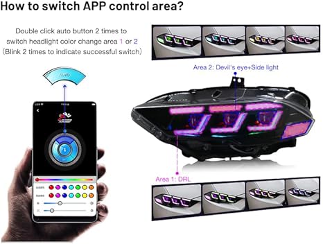 T T-ABC Headlights for Ford Mustang 2018-2022 Lighting control