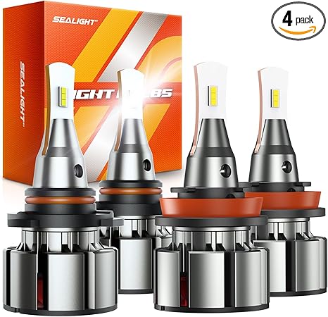 SEALIGHT 9005 H11 Bulbs Combo, 72000LM 800% Brightness 9005